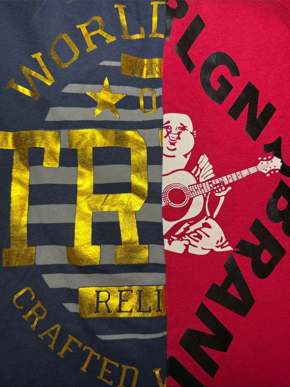 True Religion World Tour Colorblock T-shirt Size Large